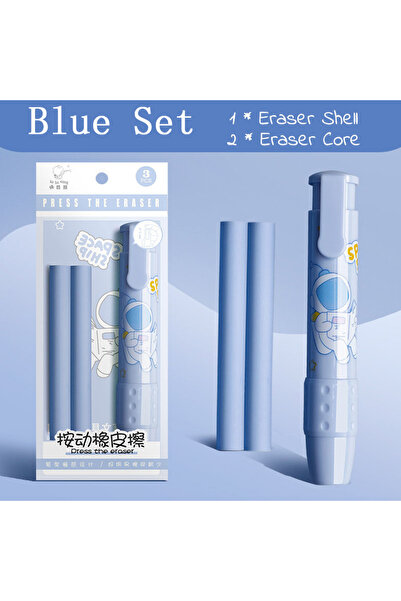 Choice5 Blue 3in1 Press Eraser Pen Set Cute Retractable Rubber Push-pull Mech...