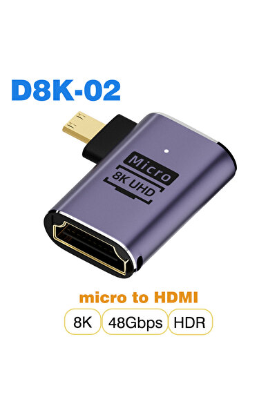 Choice 1 PCS D8K-02 Micro to HDMI UGOURD HDMI2.1 Cable Adapter Mini Micro HDM...