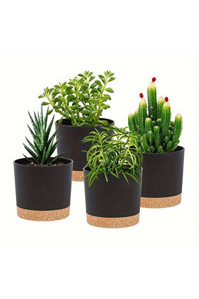 Choice Black 4pcs 4pcs Flowerpot 5inch Removable Bottom Round Flower Pot Deta...