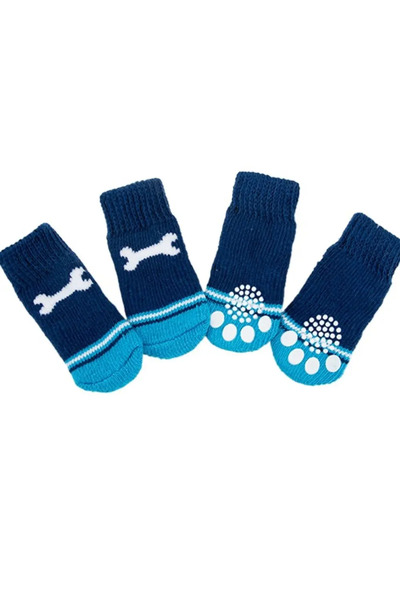 Choice M blue bone 4Pcs Pet Cat Dog Floor Anti-slip Socks Autumn Winter Warm ...