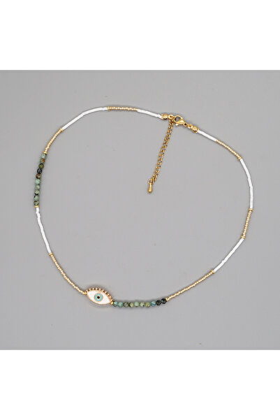 Choice MI-N220003A Go2Boho Simple Beaded Necklace for Women Turkish Evil Eye ...