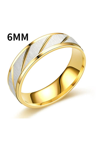 Choice 6 6mm Fashion Gold Stripes Couple Rings 6mm 4mm Stainless Steel Contra...