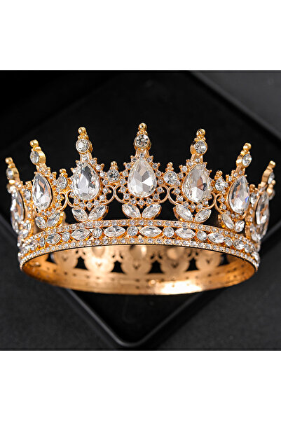 Choice Gold Baroque Crystal Tiaras And Crowns Rhinestone Prom Diadem Headband...