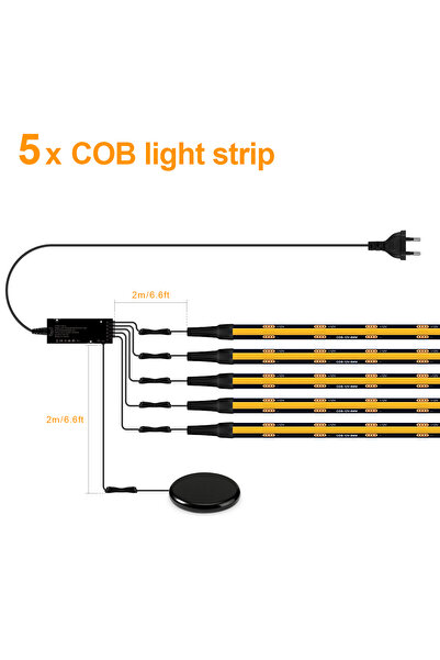 Choice4 1M Kit EU Power Plug Natural White 5PCS LED Lights Touch Dimmable Bla...
