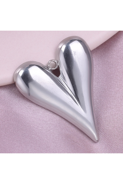 Choice S1814-S 6pcs Stainless Steel Charm Heart Pendant Glossy Fashion Jewelr...
