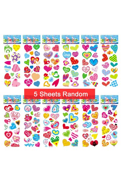 Choice12 5 Heart Stickers 5 Sheets Kids Stickers Puffy Stickers for Children ...