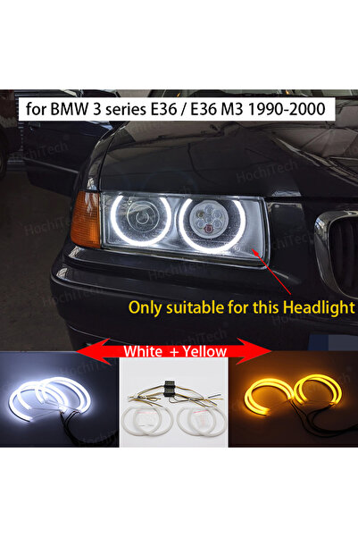Choice E36 White and yellow Cotton Headlight Halo Angel Demon Eyes Kit Angel ...