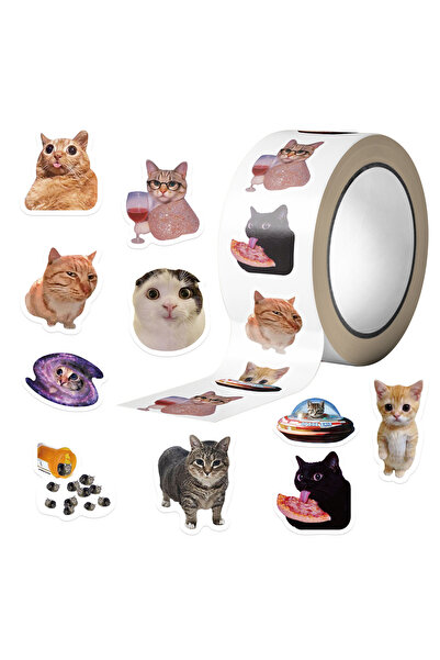 Choice 500pcs 500PCS/Roll Adhesive Tape Cartoon Cute Cat Decoration Letter Se...