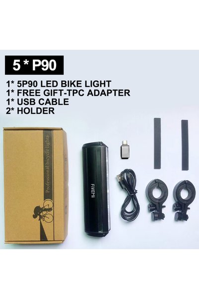 Choice مصباح دراجة جبلية W605 Fivemi بخمسة مصابيح LED، قابل للشحن عبر منفذ US...