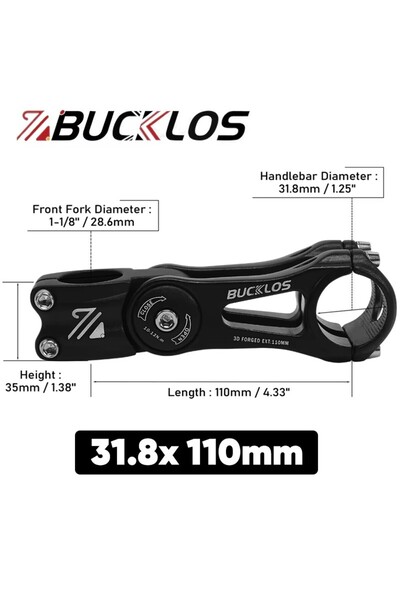 BUCKLOS 31.8mm-110mm Bike Adjustable Stem 3D Forged 90/110/130/145mm Bicycle ...