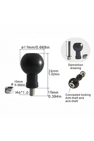 Choice 2pcs 17mm M6 17mm/25.4mm Ball Head to M6 M8 M10 Screw Bracket Connecto...