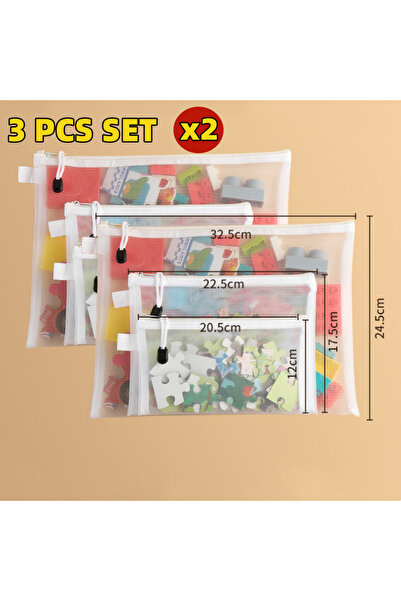 Choice As shown 6 PCS SET 1-30 PCS Mesh Zipper File Bag Waterproof Moisture-p...