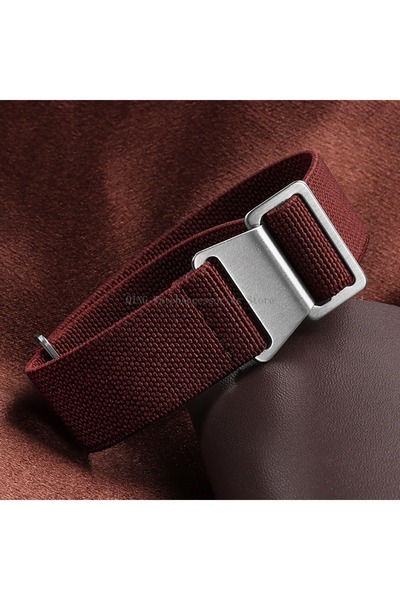 Choice 20mm Wine Red Nylon Braided Watch Band Elastic Nylon Strap French Troo...