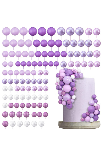 Choice5 Purple 108 Pcs Balls Cake Topper Cupcake Topper DIY Cake Insert Toppe...
