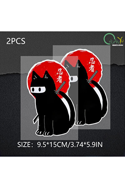 Choice 9.5x15cm C156A2 2pcs Reflective Cat Japanese Car Sticker Cat Japan Red...
