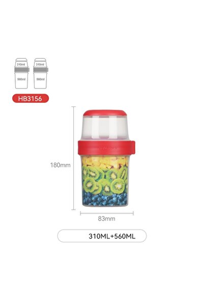 Choice 870ml Double-layer Compartment Salad Cup Portable Crisper Cereal Yogur...
