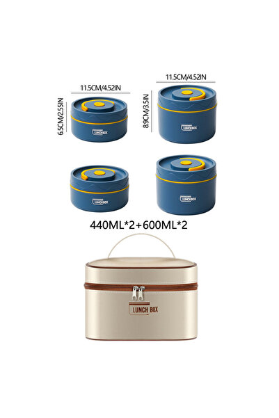 Choice 4pcs-blue 304 Stainless Steel Insulated Lunch Box with Storage Bag Por...