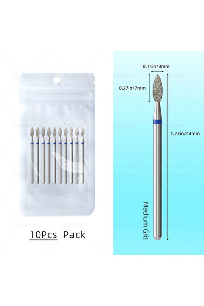 Choice13 G307-M(D) HYTOOS 10 قطع/عبوة رؤوس حفر أظافر ماسية احترافية روسية لتن...