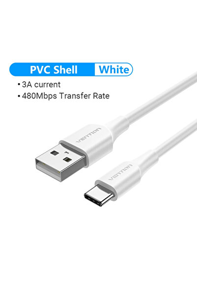 Choice كابل USB-C أبيض من مادة PVC بطول 1.5 متر، كابل من النوع C، كابل شحن سر...