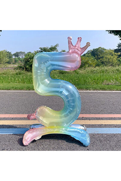Choice 32inch Number 5 1pcs 32inch Standing Rainbow Digital Balloon Gradient ...