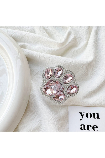Choice Pink 3D Cute Cat Paw Diamond Folding Finger Ring Griptok Phone Holder ...