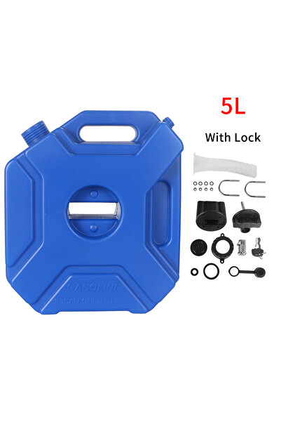 Choice14 5L Blue With Lock 3L/5L Portable Plastic Cans Gas Fuel Tank Emergenc...