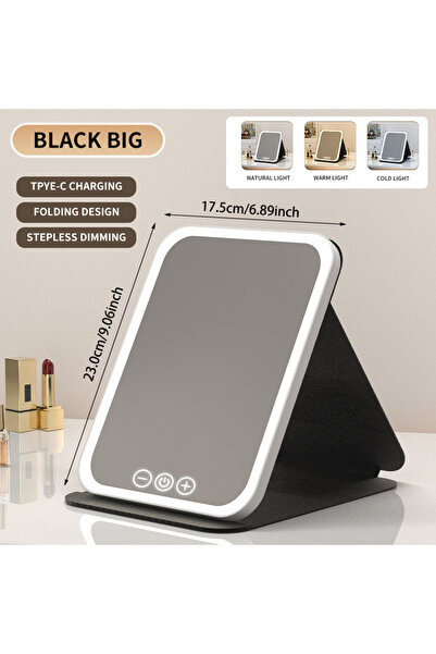 Choice big black 3 Colors Dimmable LED Makeup Mirror with Touch Screen Fold C...