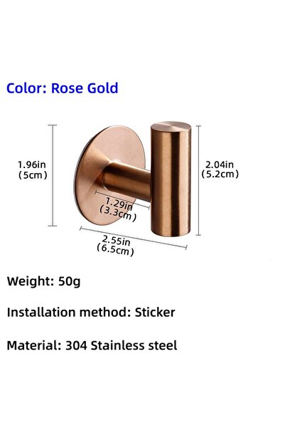 Choice Glue-RoseGold Adhesive/Screws Wall Hooks Door Key Clothes Coat Hanger ...
