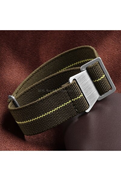 Choice 20mm Army green yellow Nylon Braided Watch Band Elastic Nylon Strap Fr...