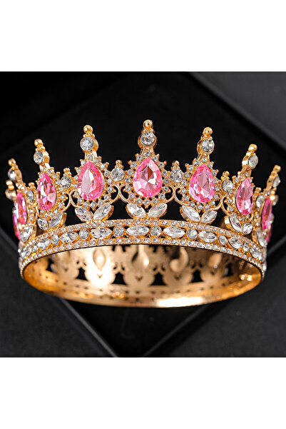 Choice Pink Baroque Crystal Tiaras And Crowns Rhinestone Prom Diadem Headband...