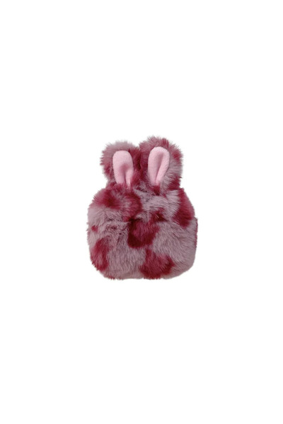 Choice13 Airpods 4 Pink Cute Cartoon Leopard Print Rabbit Ear Fluffy Plush Ea...