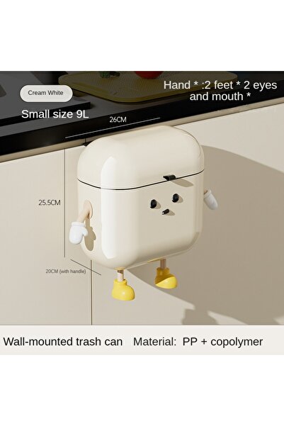 Choice 9L DIY 9L/12L DIY Cream-Colored Wall-mounted Kitchen Trash Can with Li...