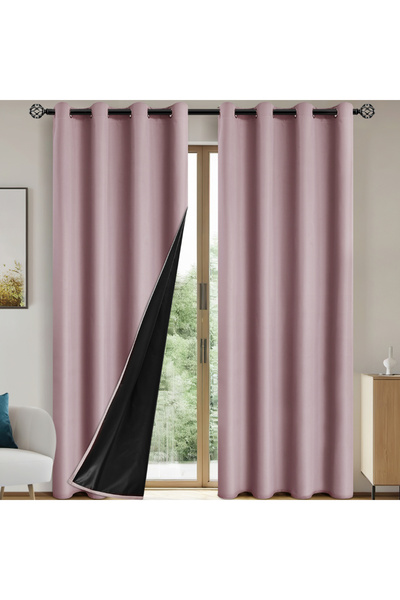 Choice Grommet Top 132X241cm Pink 1panel Solid 100% Blackout Curtains with Gr...