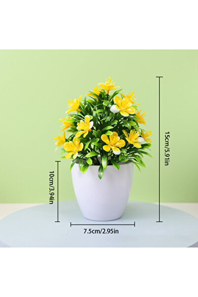 Choice 1pc Yellow 1pc Artificial Flowers Five Leaf Plum Small Potted Plants C...