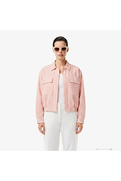 Lacoste Kadın Relaxed Fit Çizgili Pembe Ceket