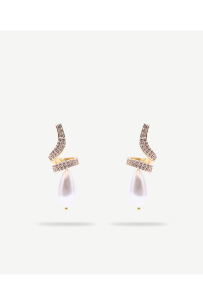 Yargıcı Glass Stone and Pearl Detailed Earrings