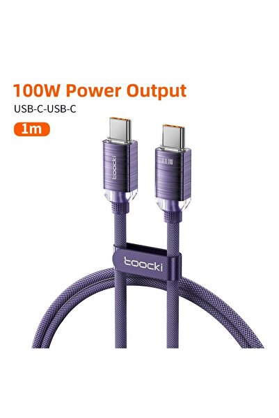 Toocki Purple 1m 100W USB Type C to Type C Cable 100W Fast Charging for iPhon...