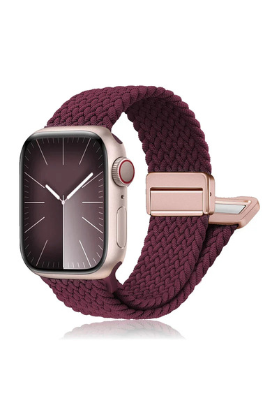 Choice S10-46 45 44 42 49mm 07 Wine red Braided Band For Apple Watch Strap 44...