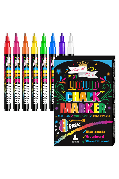 Choice 8 Colors 1mm Nib Window Chalk Markers for Glass Washable,8 Colors Jumb...