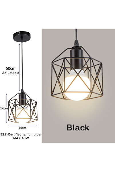 Choice black Industrial LED Pendant Lamps E27 Base Metal Hanging Lamps Chande...
