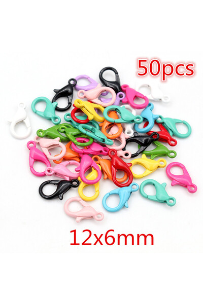 Choice 12x6mm 50pcs New Fashion Multi-colors Mixed Alloy Open Rings Lobster C...