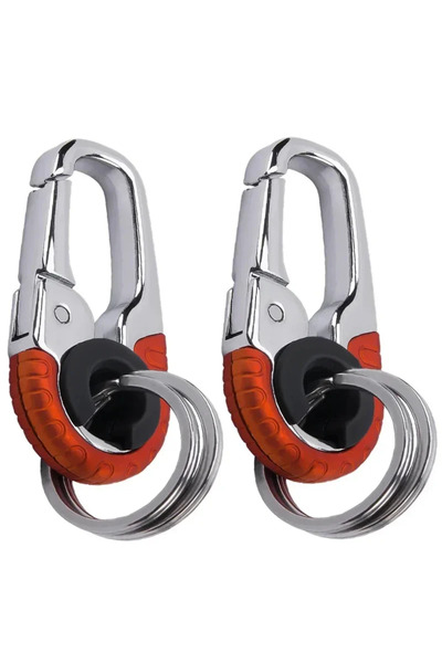 choice2 2pcs orange NEW 1/3PC Keychain Buckle for Men Stainless Steel Key Rin...