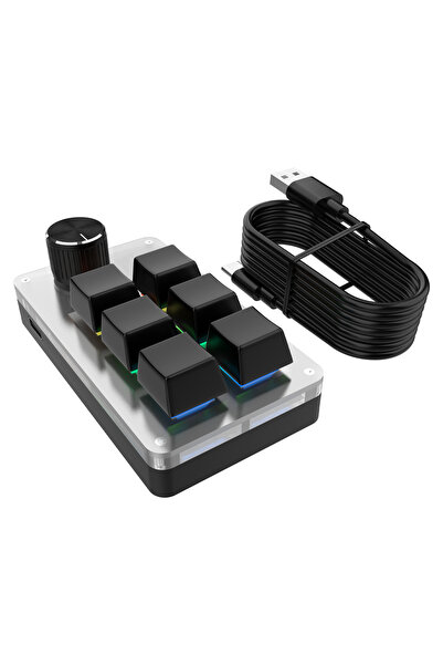 Choice1 GGBEE Black 6 Keys 1 Mini Knob RGB Keyboard for Photoshop USB Mechani...