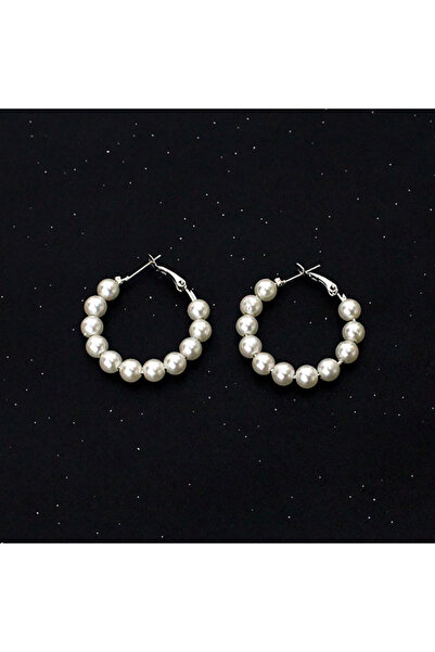 Choice silver30mm Fashion Gold Silver Color Imiation Pearl Hoop Earrings 3 Si...
