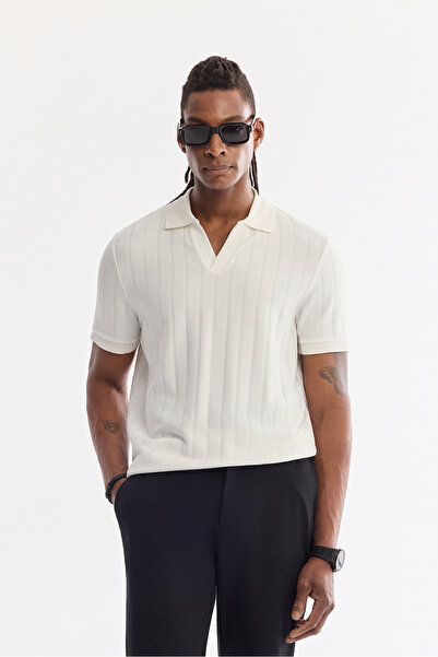 Avva Erkek Ekru Kıvrılmaz Polo Yaka Düğmesiz Regular Fit T-Shirt A61Y1084
