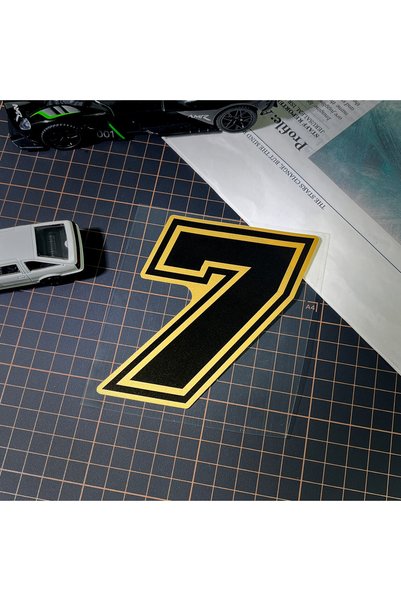 Choice8 high5cm (Gold-N05) NUM7 1PC Gold Arabic Numerals Motorcycle Sticker D...