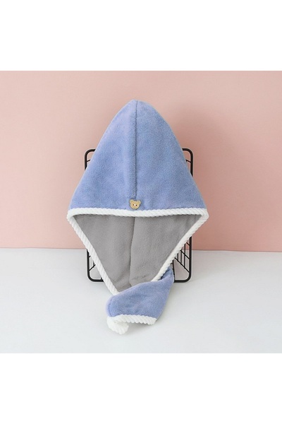 DUTRIEUX Blue 1pcs Women Hair Towel Wrap Drying Hair Turban Quick-dry Polyest...