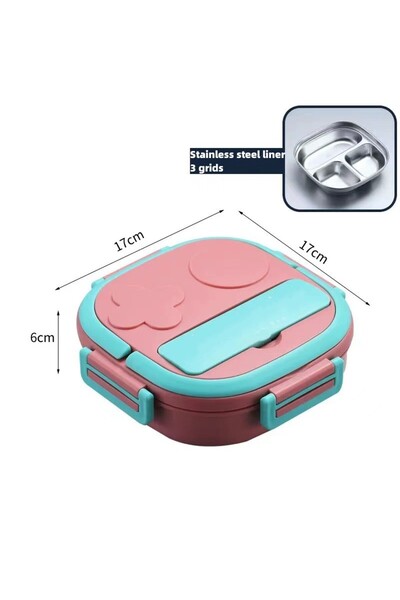 Choice1 Pink 3 grids Outing Tableware 304 Portable Stainless Steel Lunch Box ...
