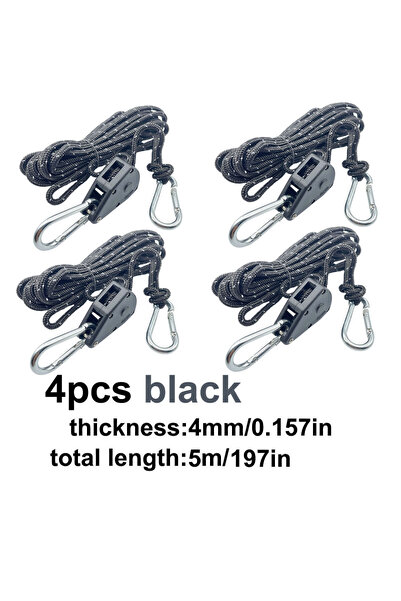 Choice 4pcs black 2/4/6pcs Reflective Wind Rope Camping Tent Rope Tie Down Fa...