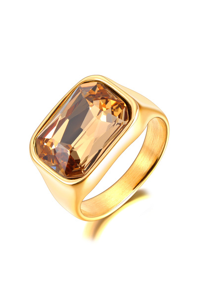 Choice 9 R24007G-Champagne Lokaer Luxury Shiny Cubic Zirconia Stainless Steel...